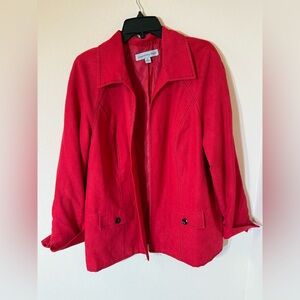 Samantha Grey Red Suede-like Lined Vintage‎ Jacket 14